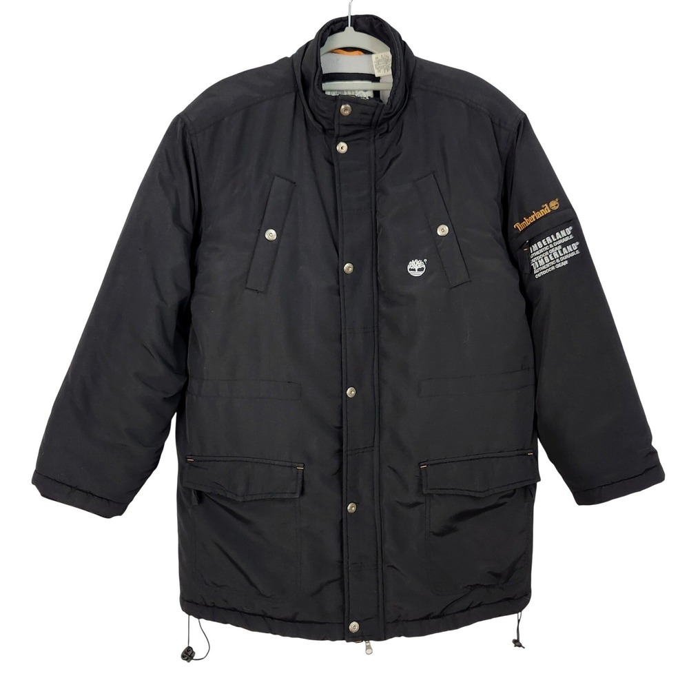 Timberland Full Zip Parka Jacket‎ Youth Boys Large Black Coat *MISSING HOOD*